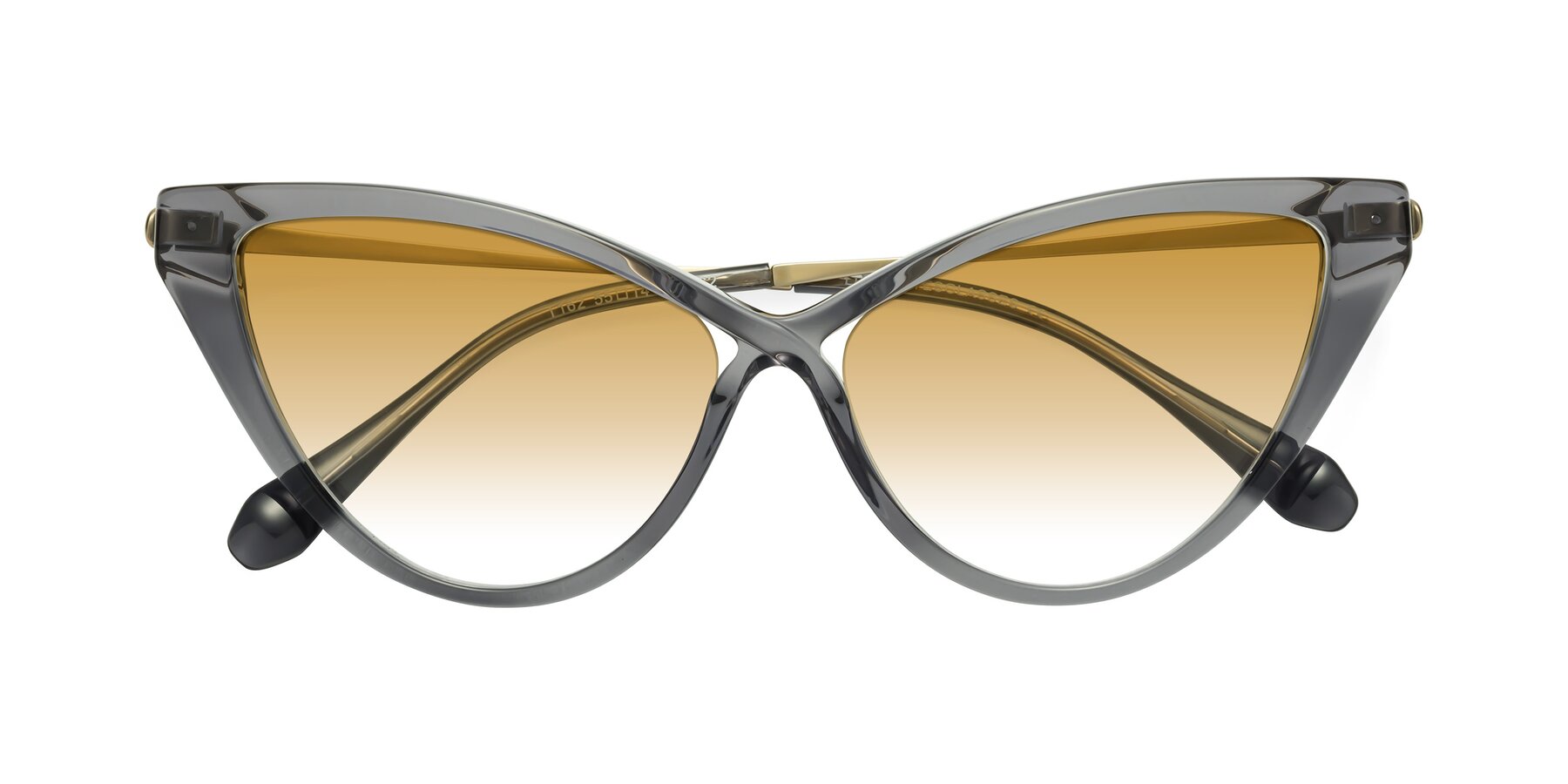 Folded Front of Lucasta in Transparent Gray with Champagne Gradient Lenses