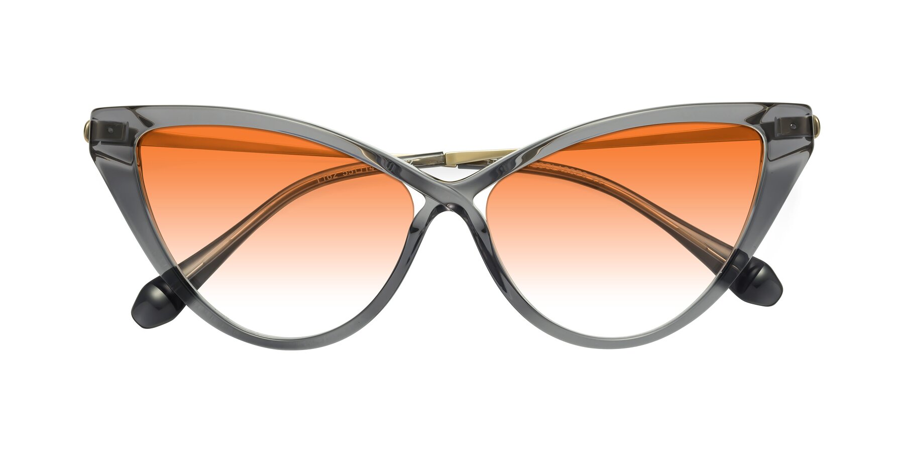 Folded Front of Lucasta in Transparent Gray with Orange Gradient Lenses