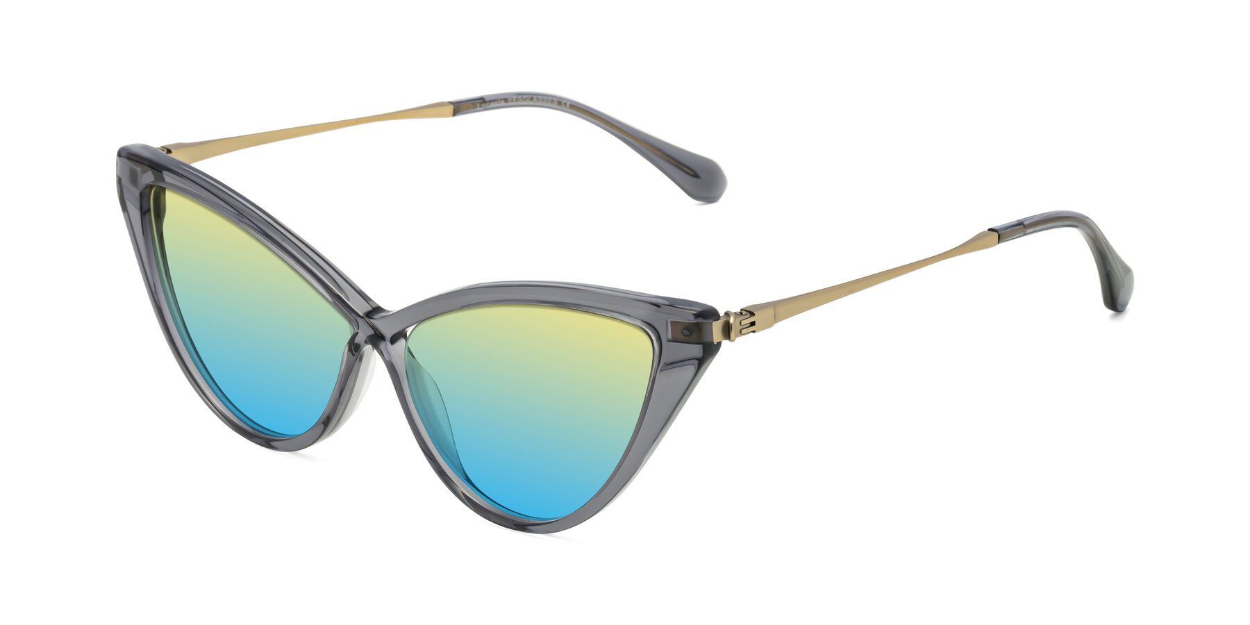 Angle of Lucasta in Transparent Gray with Yellow / Blue Gradient Lenses