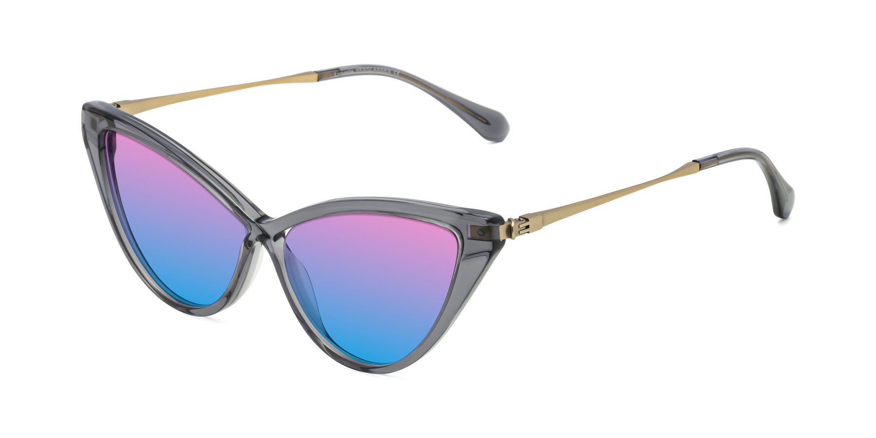 Angle of Lucasta in Transparent Gray with Pink / Blue Gradient Lenses