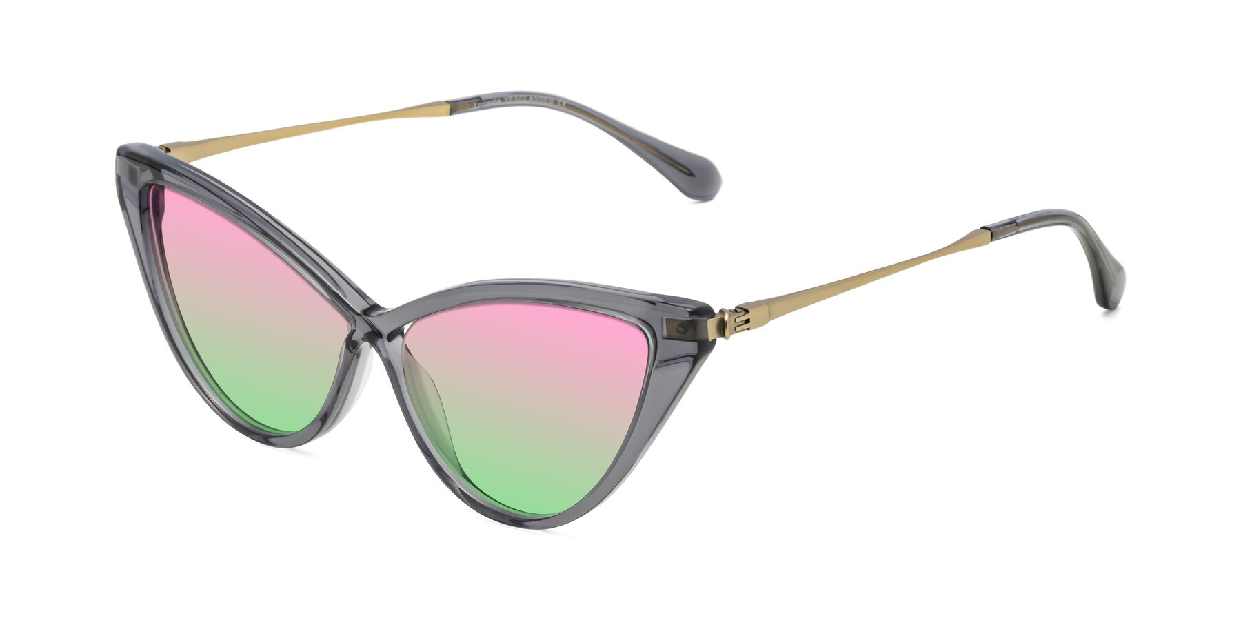 Angle of Lucasta in Transparent Gray with Pink / Green Gradient Lenses