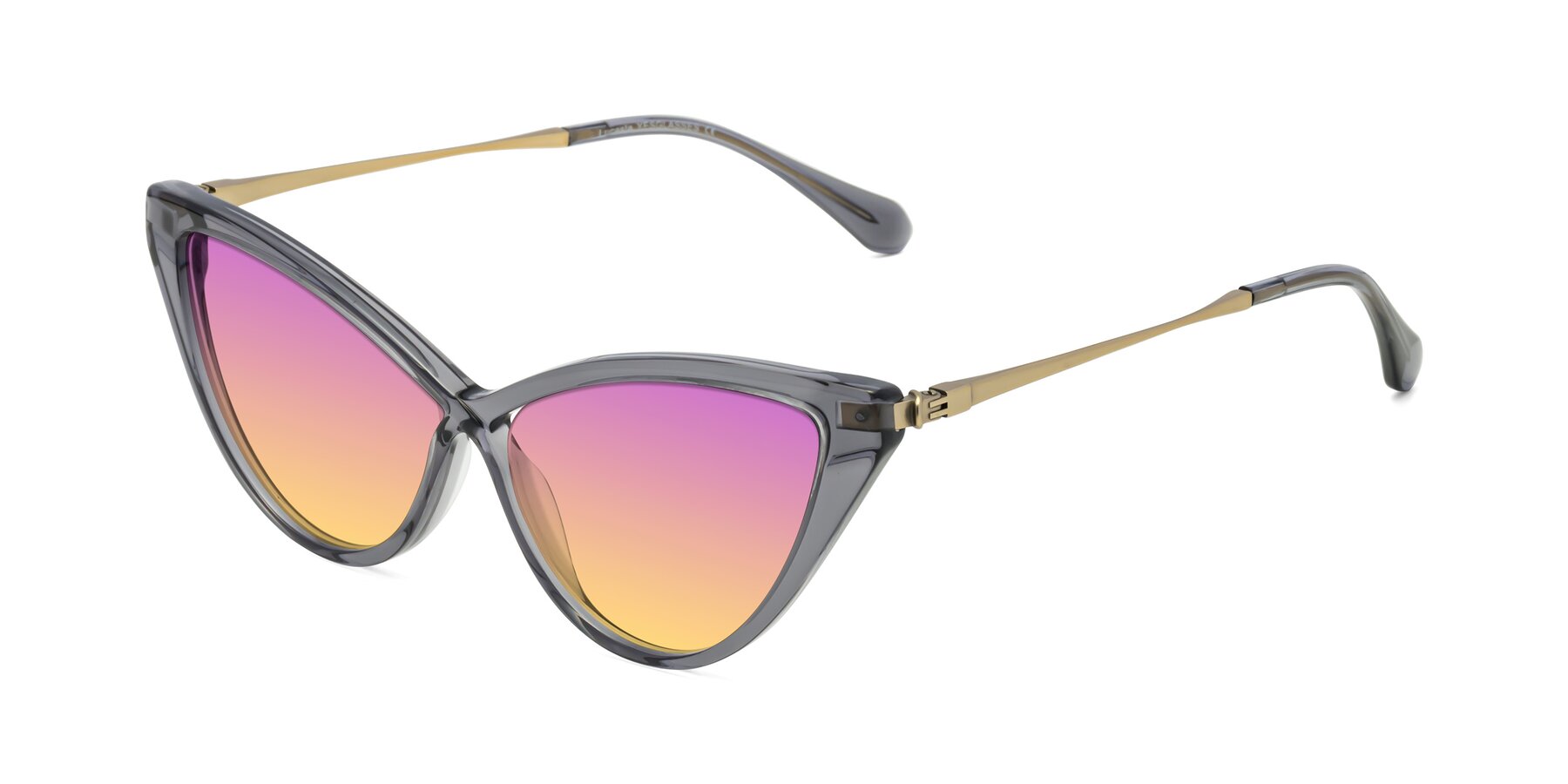 Angle of Lucasta in Transparent Gray with Purple / Yellow Gradient Lenses