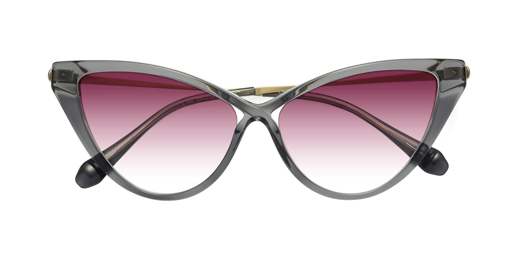 Folded Front of Lucasta in Transparent Gray with Wine Gradient Lenses