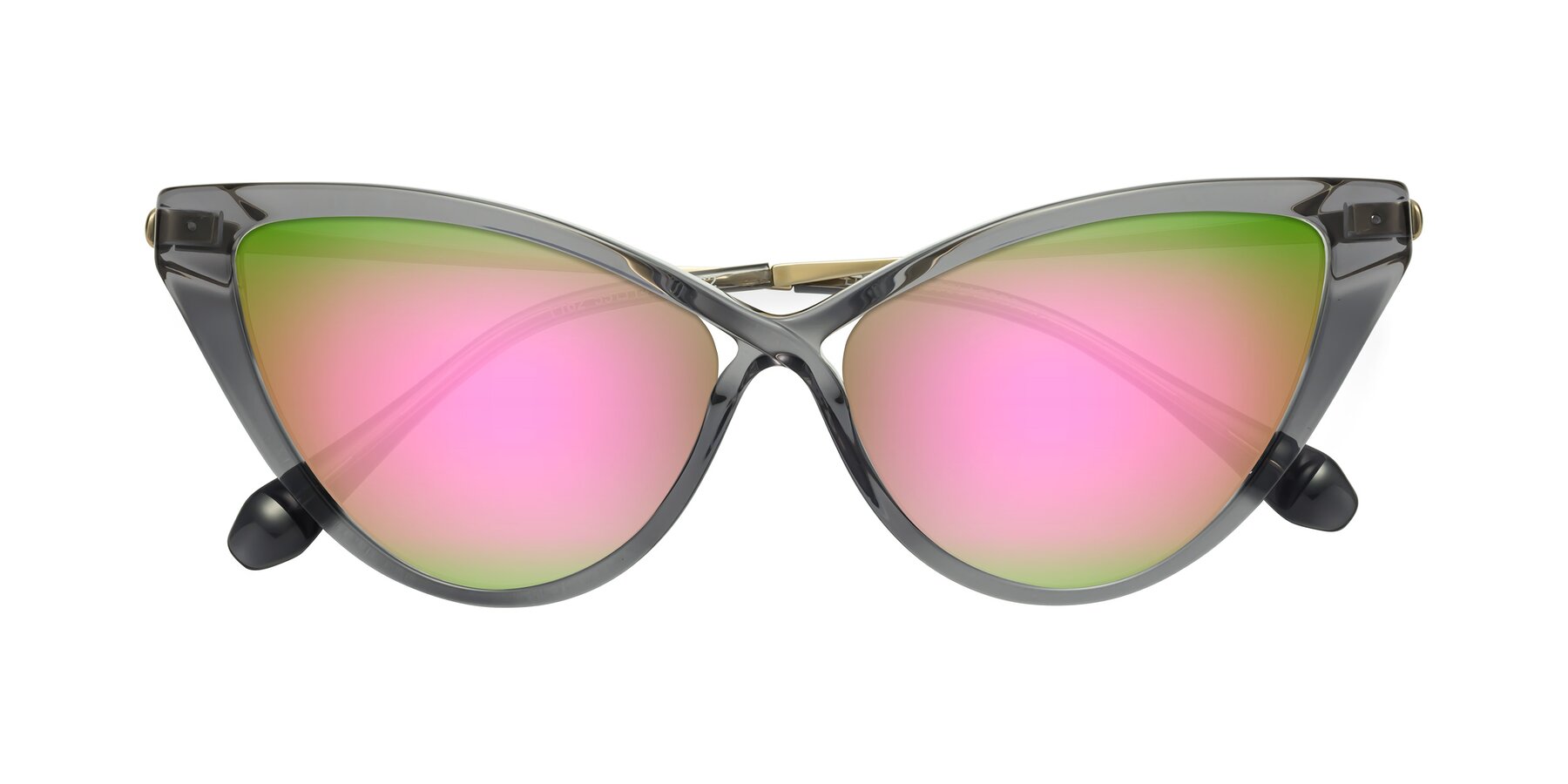 Folded Front of Lucasta in Transparent Gray with Pink Mirrored Lenses