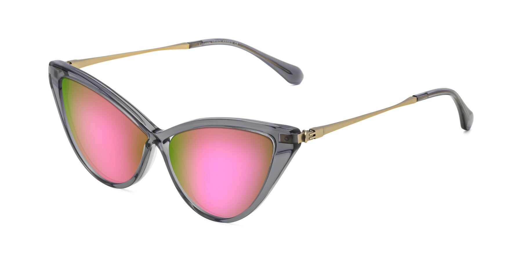Angle of Lucasta in Transparent Gray with Pink Mirrored Lenses