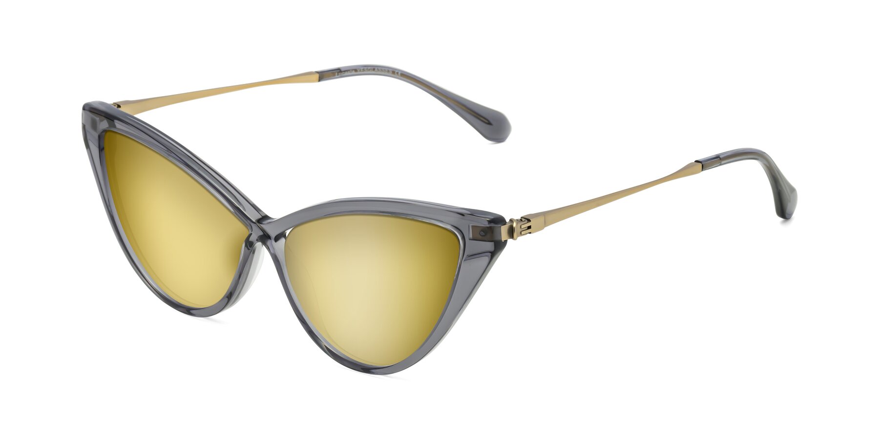 Angle of Lucasta in Transparent Gray with Gold Mirrored Lenses