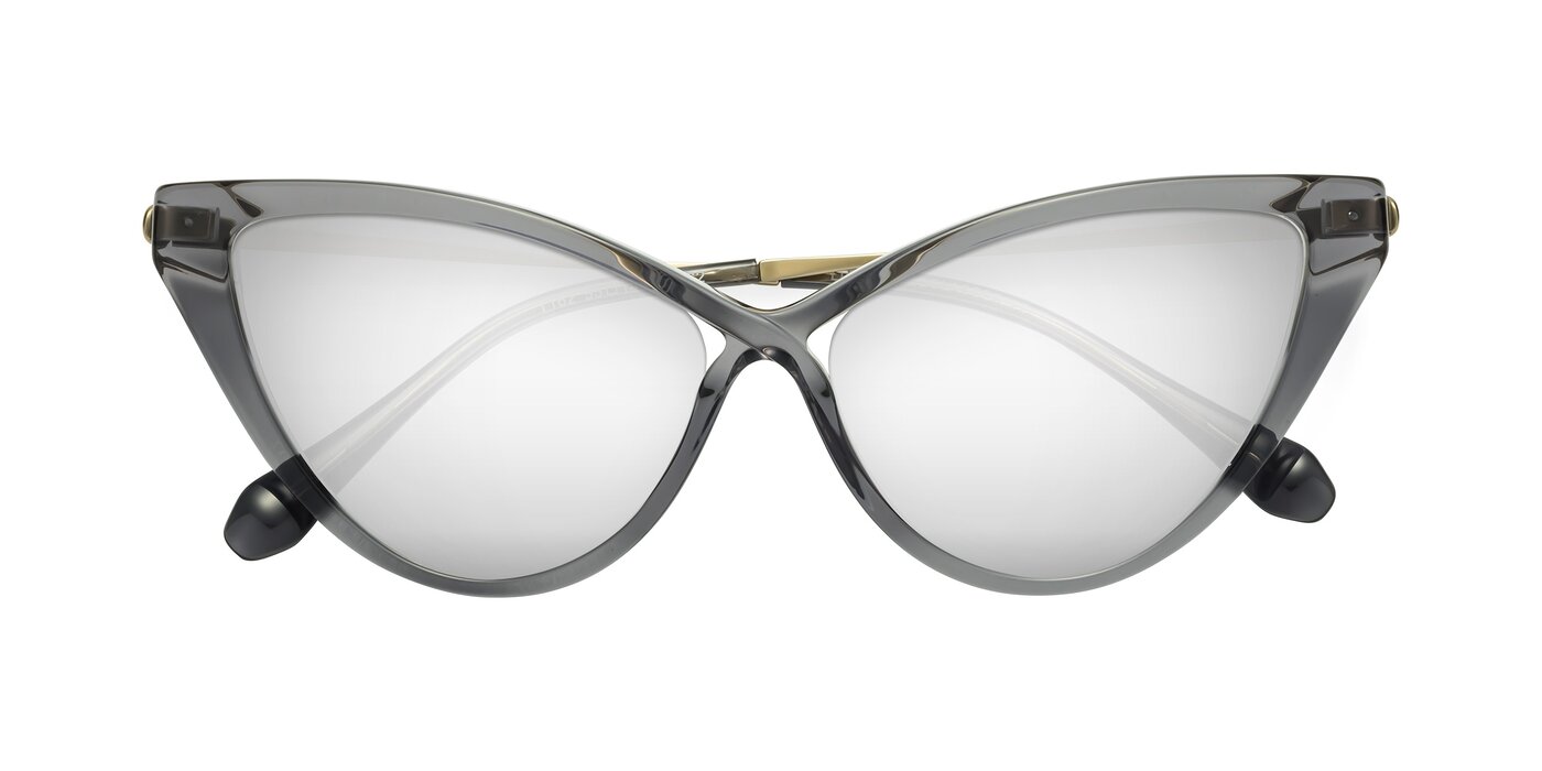 Lucasta - Transparent Gray Flash Mirrored Sunglasses