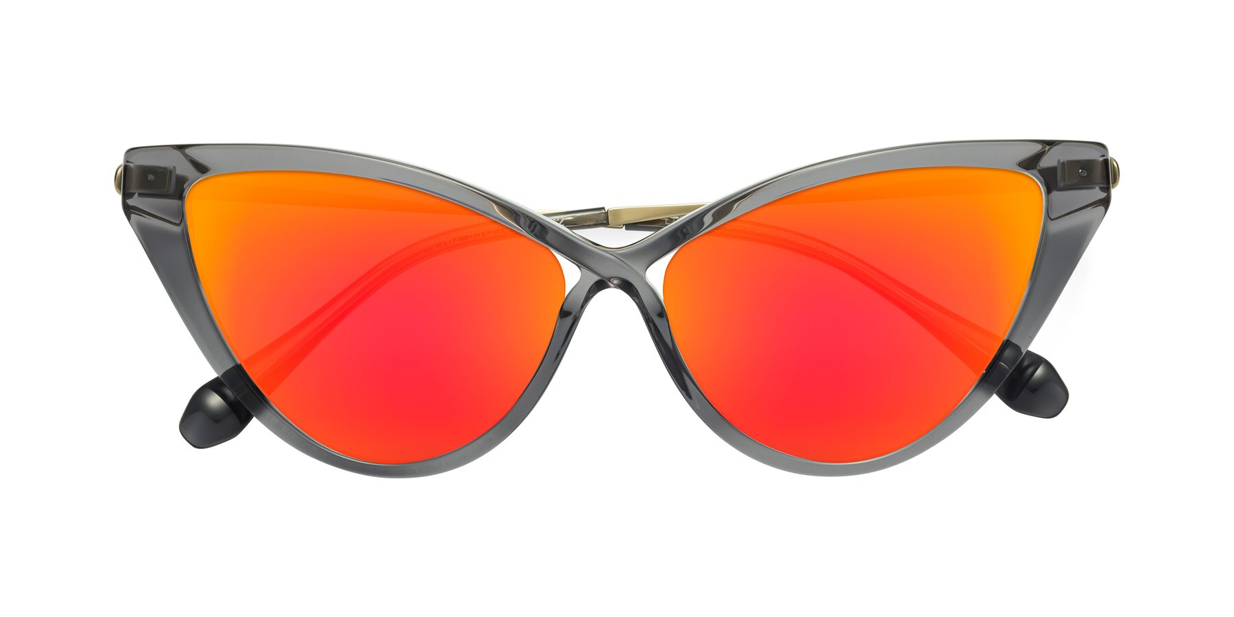 Folded Front of Lucasta in Transparent Gray with Red Gold Mirrored Lenses