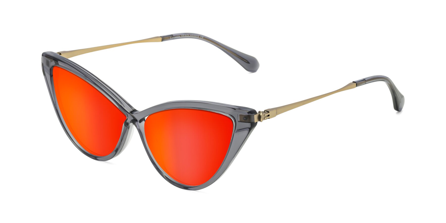 Angle of Lucasta in Transparent Gray with Red Gold Mirrored Lenses