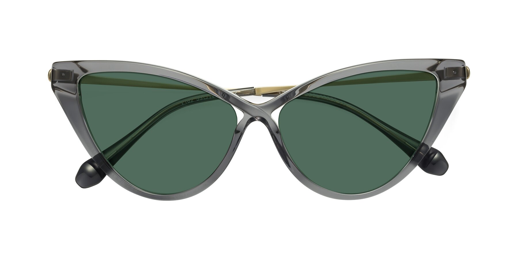 Folded Front of Lucasta in Transparent Gray with Green Polarized Lenses