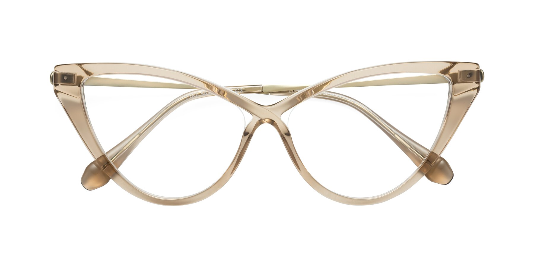 Folded Front of Lucasta in Champagne with Clear Eyeglass Lenses