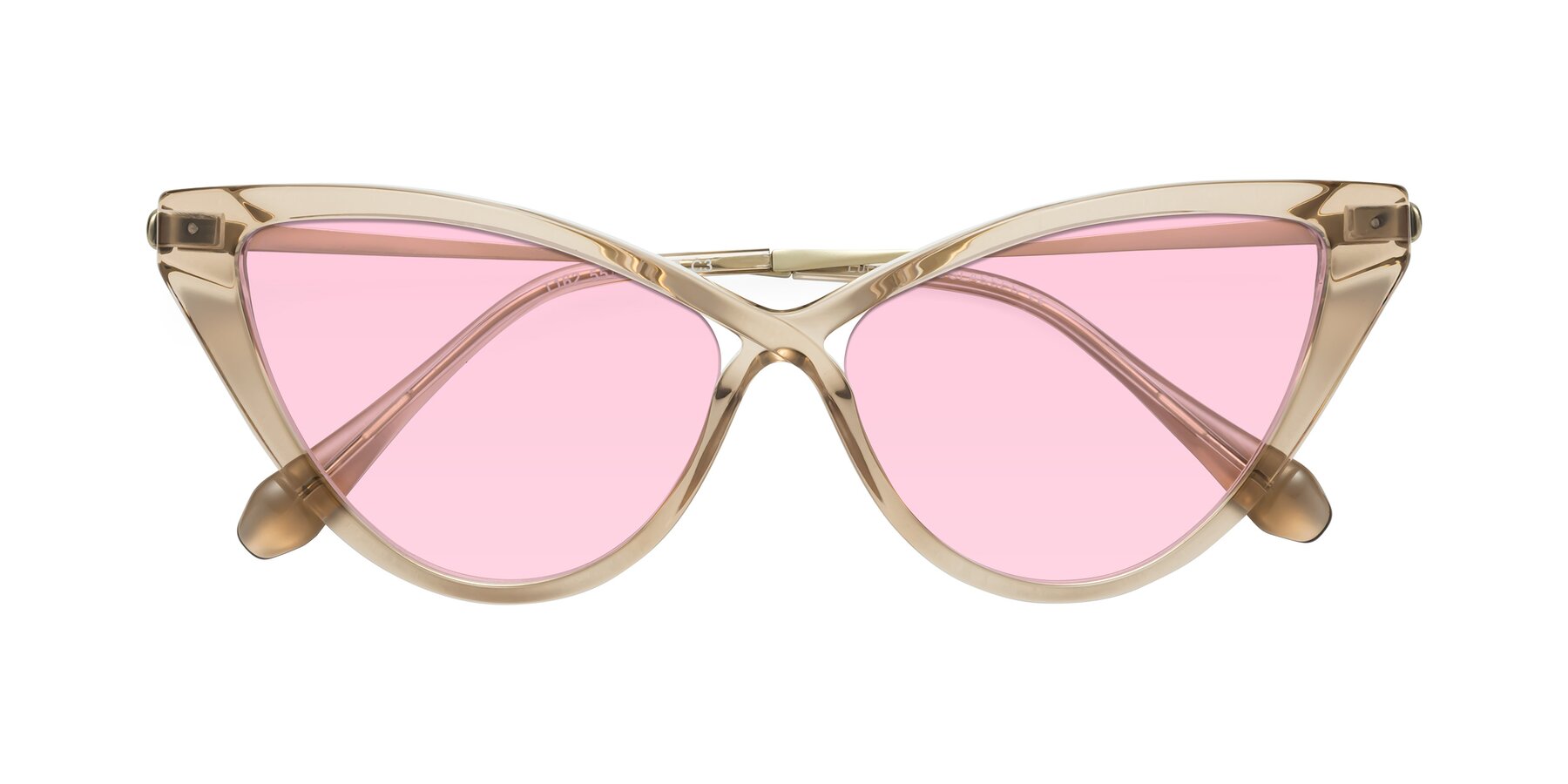 Folded Front of Lucasta in Champagne with Light Pink Tinted Lenses