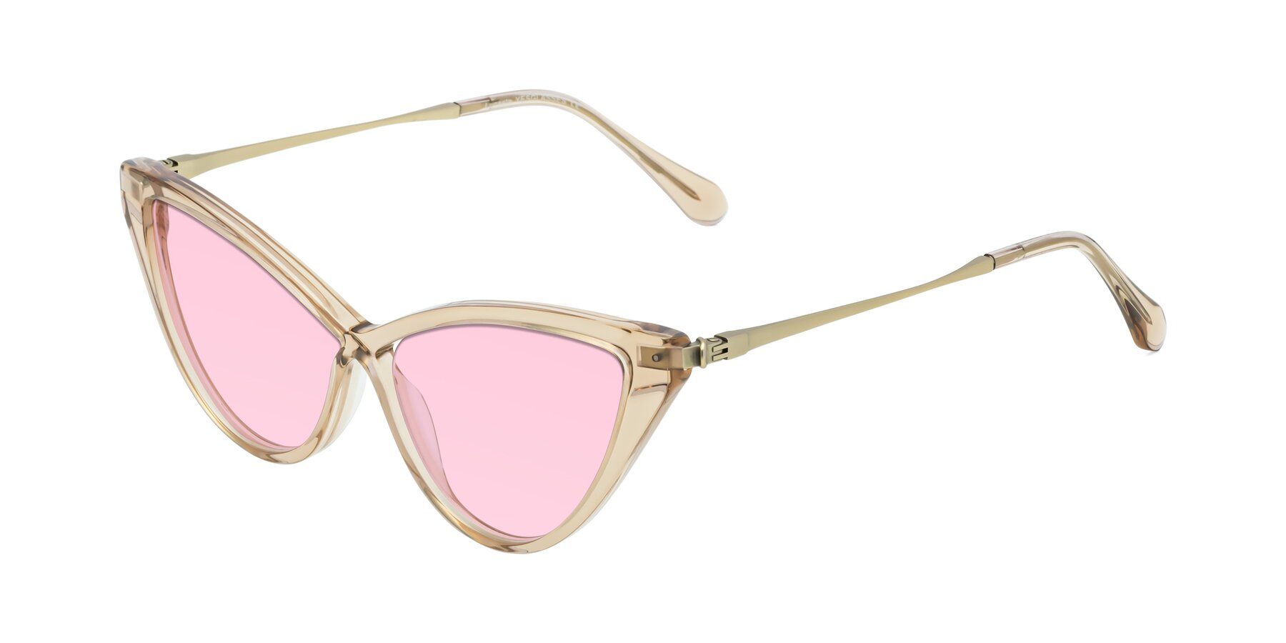 Angle of Lucasta in Champagne with Light Pink Tinted Lenses