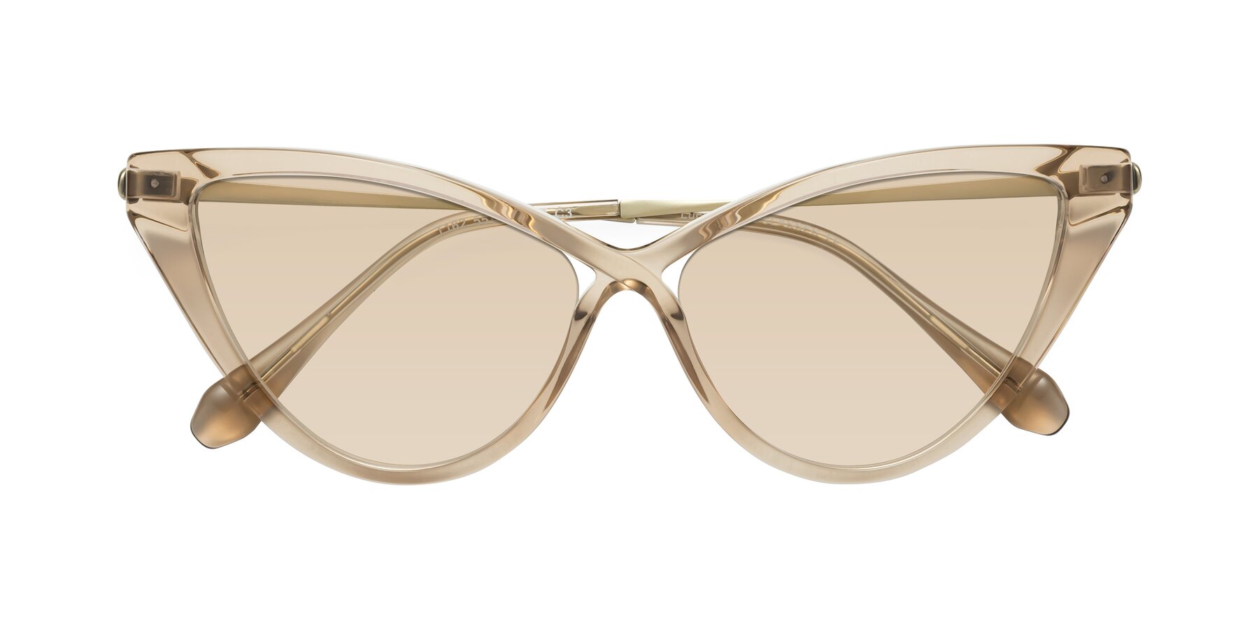 Folded Front of Lucasta in Champagne with Light Brown Tinted Lenses