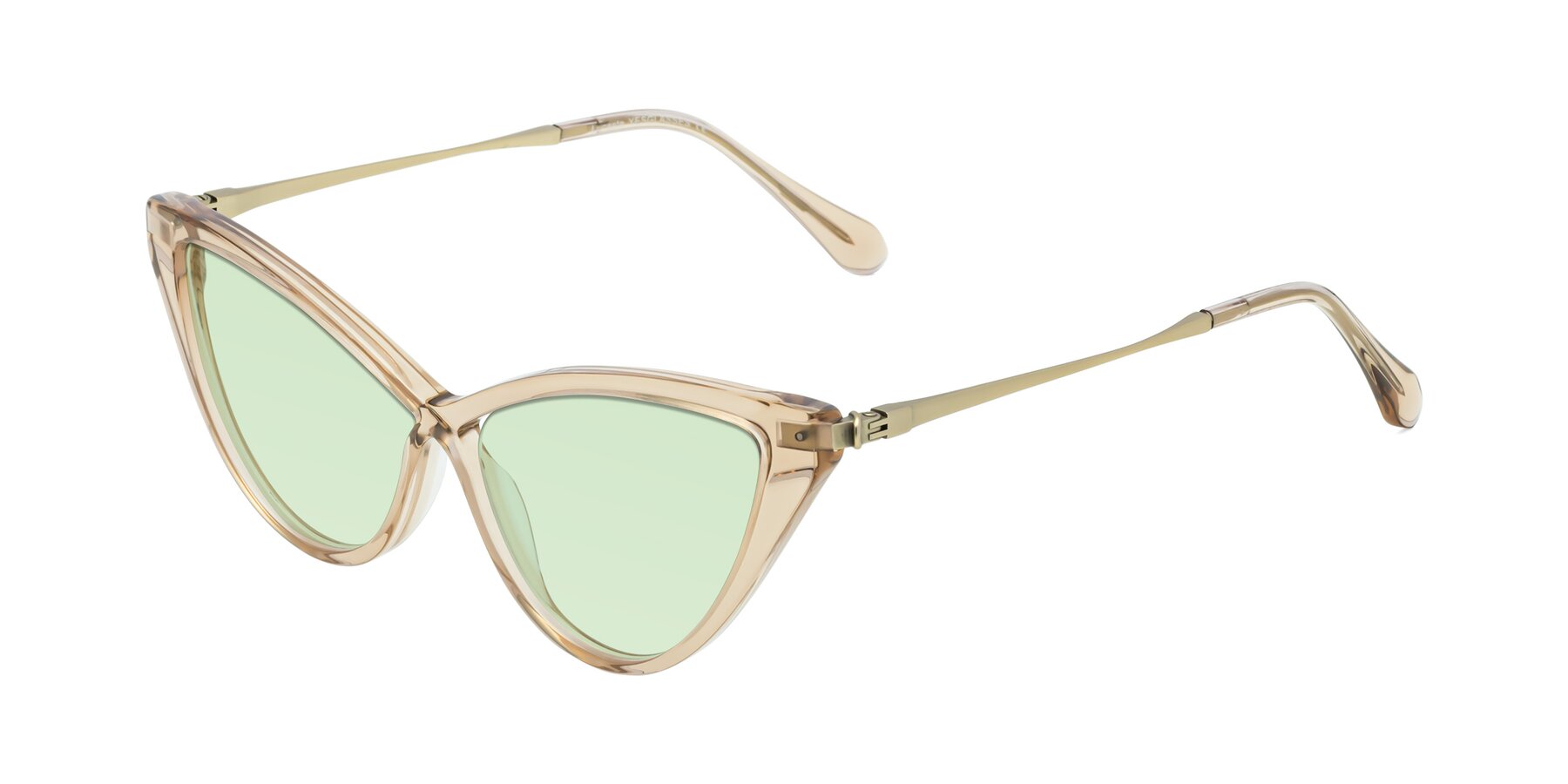 Angle of Lucasta in Champagne with Light Green Tinted Lenses