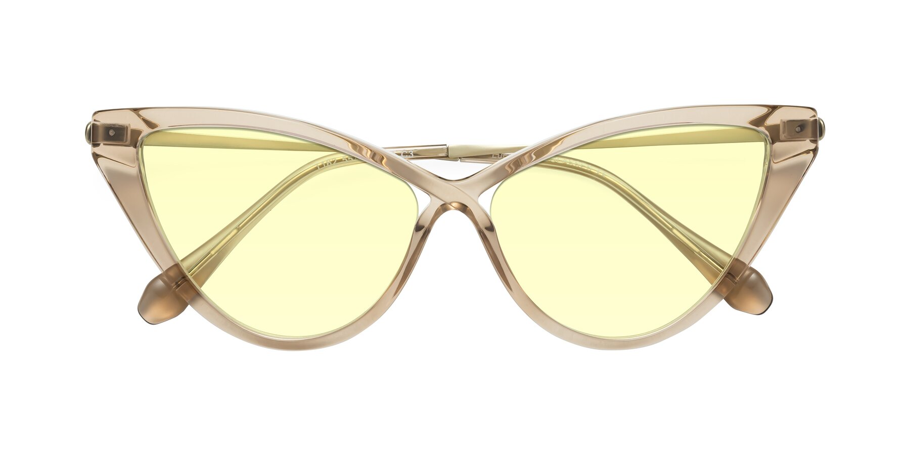 Folded Front of Lucasta in Champagne with Light Yellow Tinted Lenses