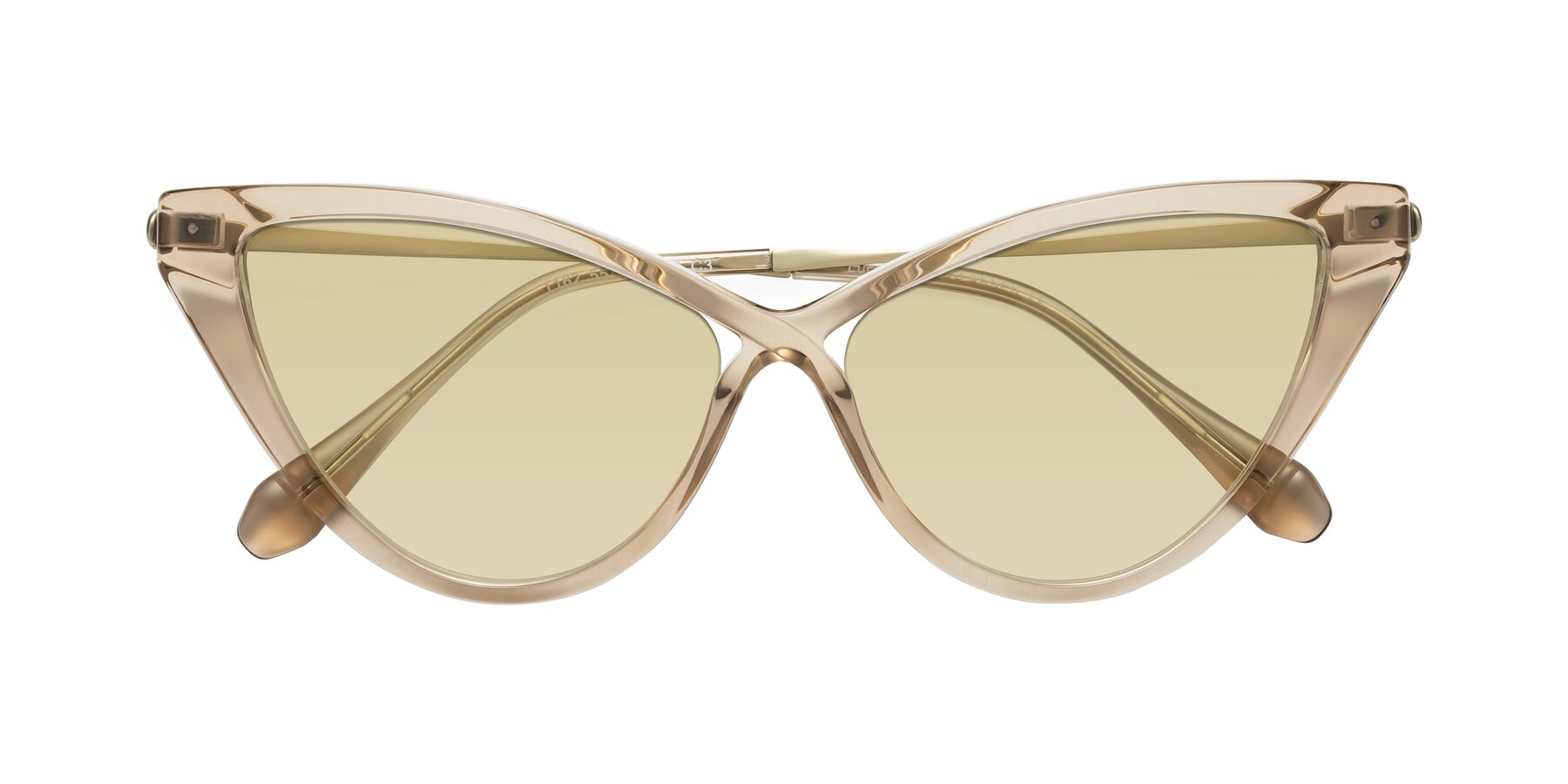 Folded Front of Lucasta in Champagne with Light Champagne Tinted Lenses