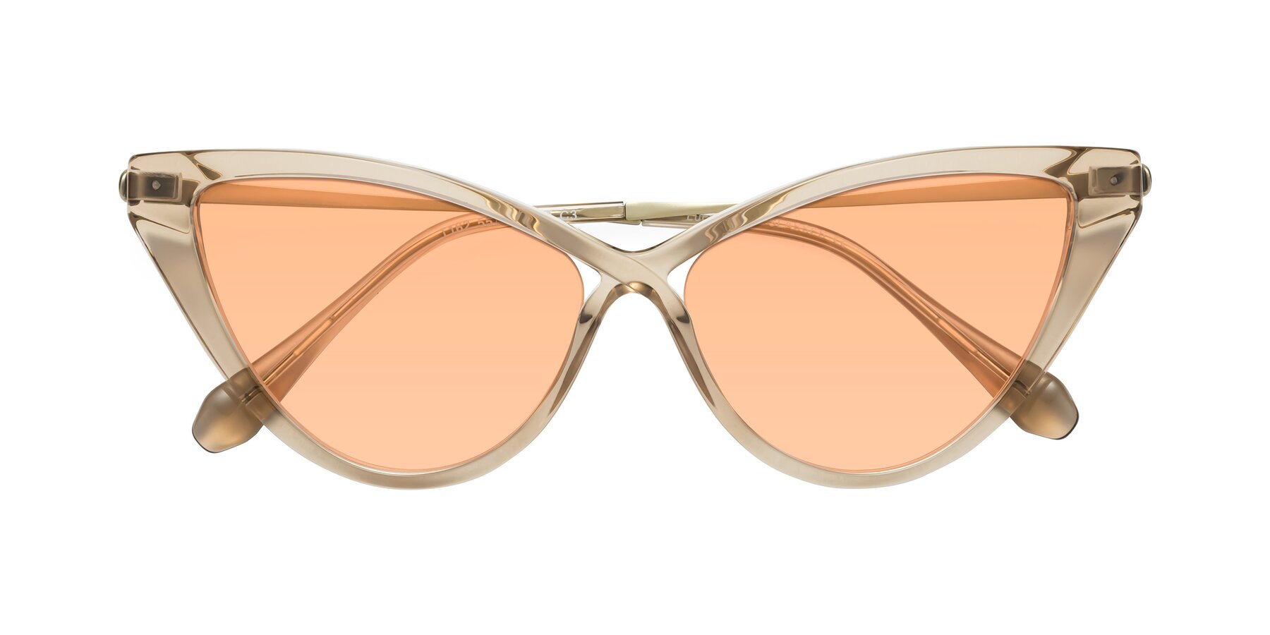 Folded Front of Lucasta in Champagne with Light Orange Tinted Lenses