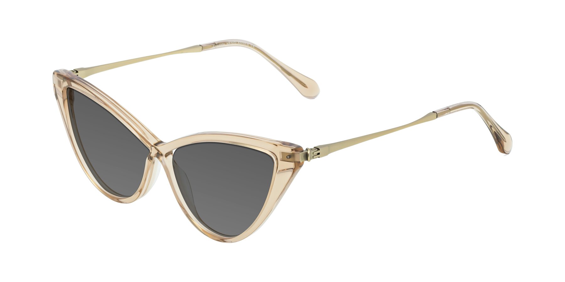 Angle of Lucasta in Champagne with Medium Gray Tinted Lenses