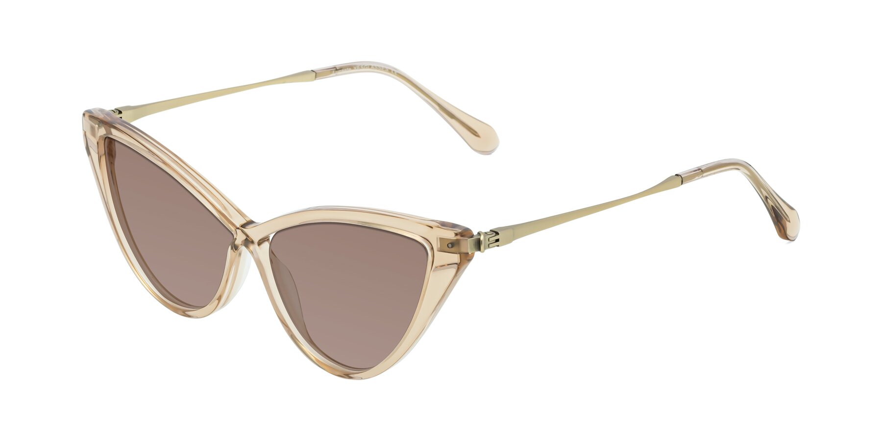 Angle of Lucasta in Champagne with Medium Brown Tinted Lenses