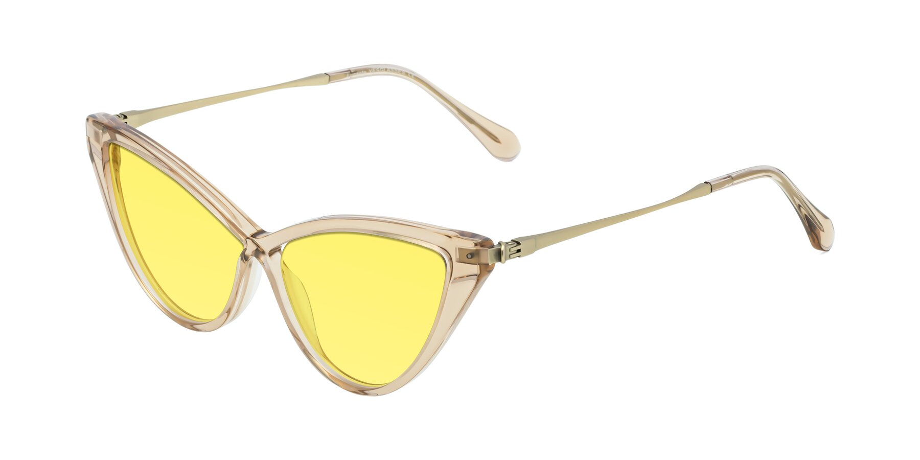 Angle of Lucasta in Champagne with Medium Yellow Tinted Lenses