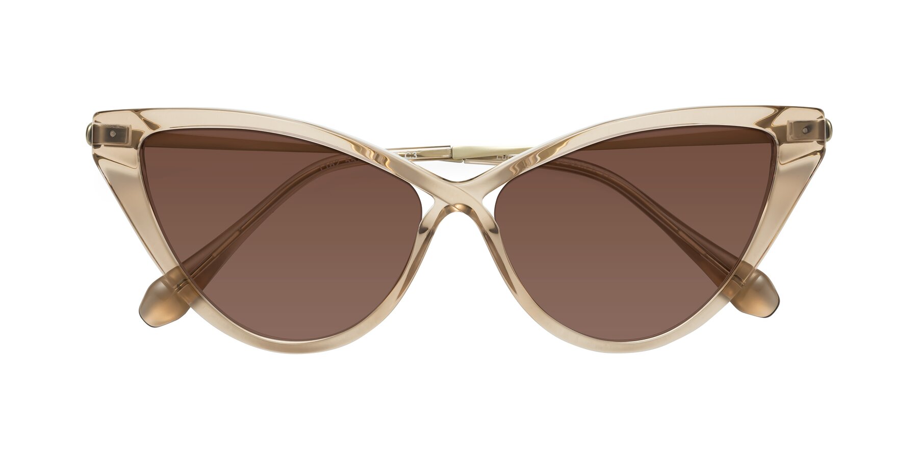 Folded Front of Lucasta in Champagne with Brown Tinted Lenses