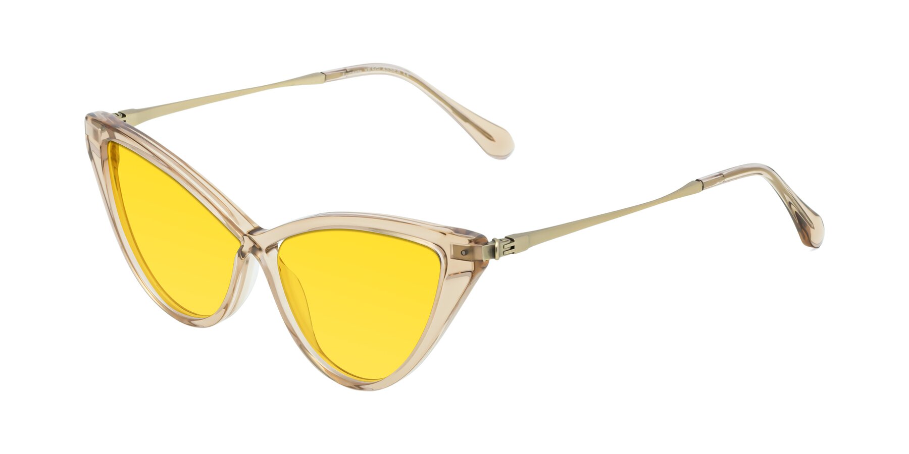 Angle of Lucasta in Champagne with Yellow Tinted Lenses
