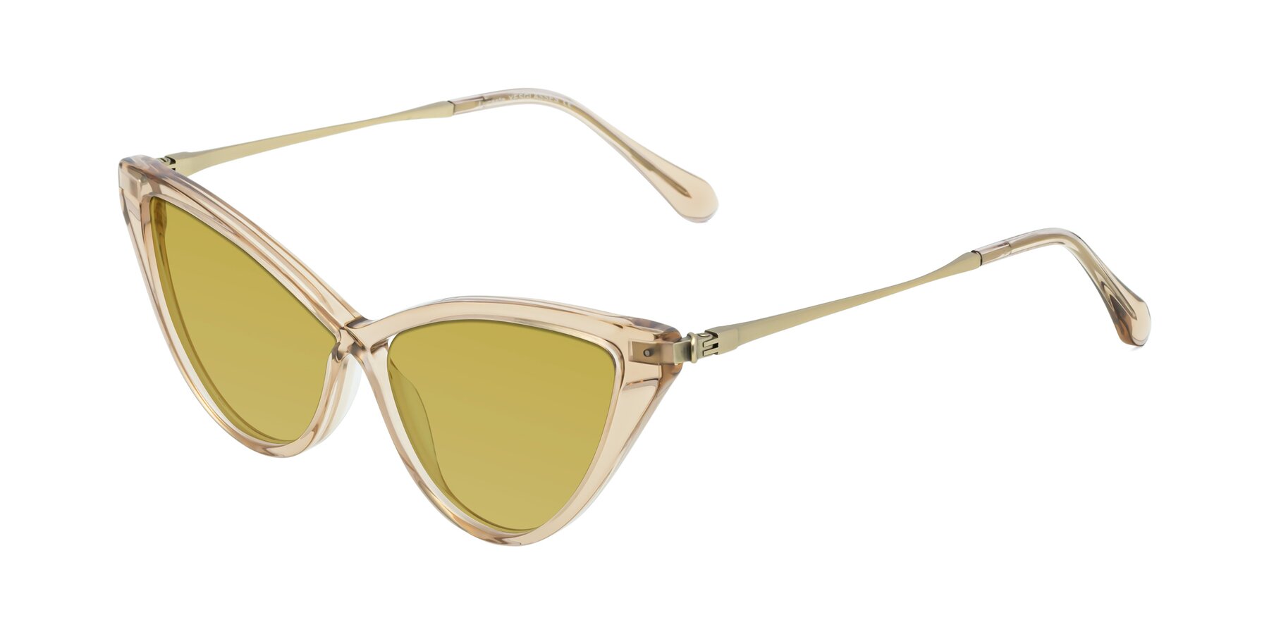 Angle of Lucasta in Champagne with Champagne Tinted Lenses