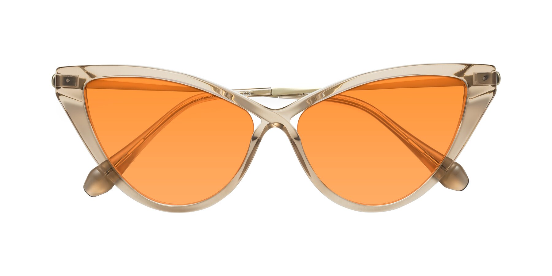 Folded Front of Lucasta in Champagne with Orange Tinted Lenses