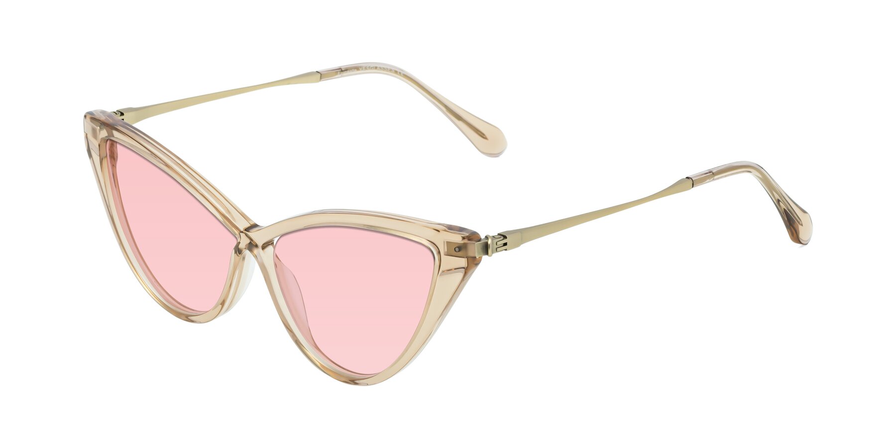 Angle of Lucasta in Champagne with Light Garnet Tinted Lenses