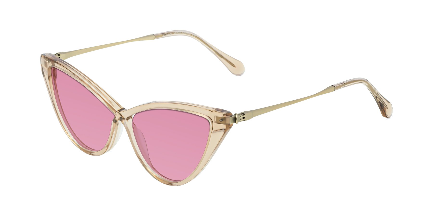 Angle of Lucasta in Champagne with Medium Wine Tinted Lenses