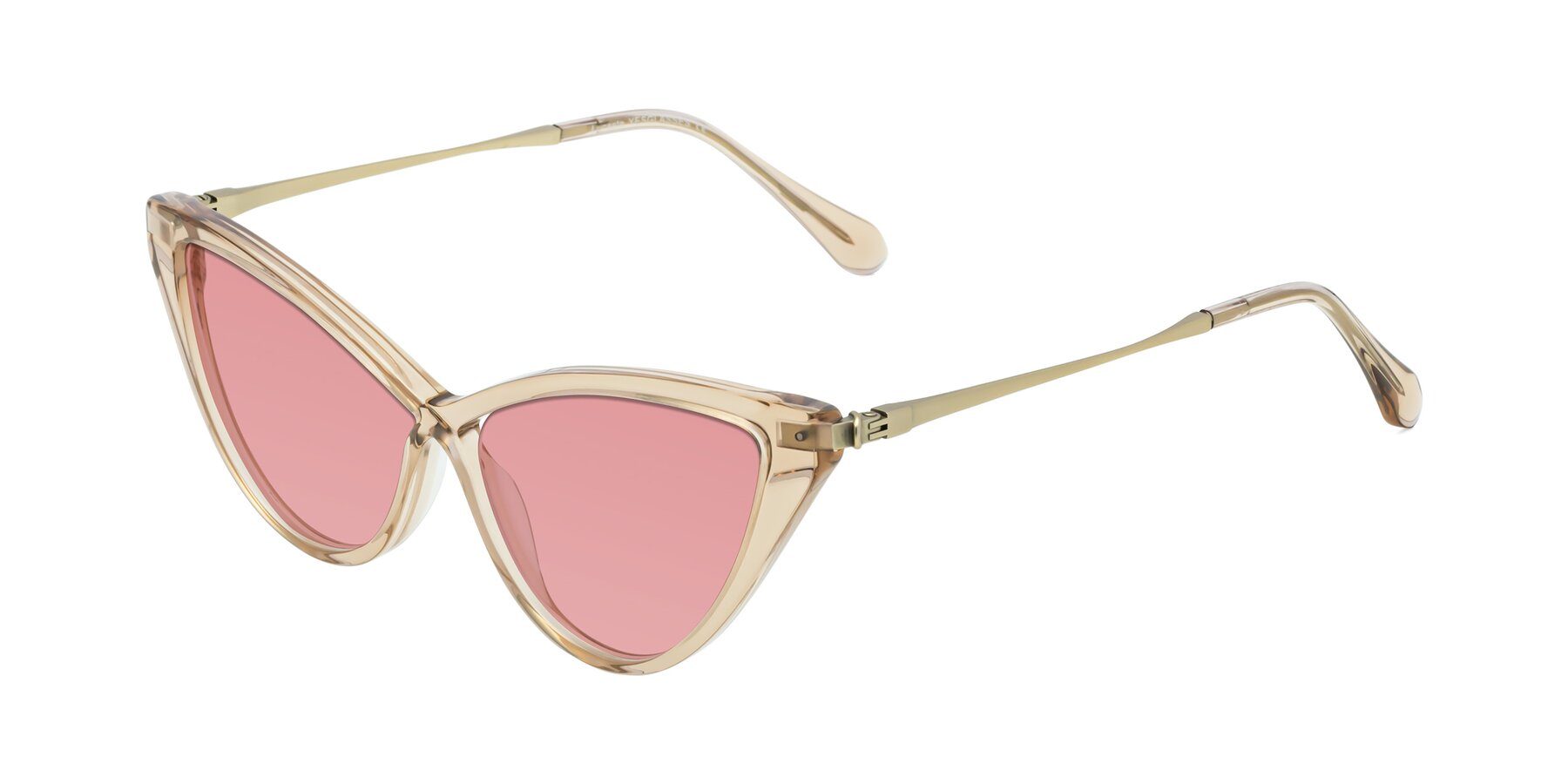 Angle of Lucasta in Champagne with Medium Garnet Tinted Lenses