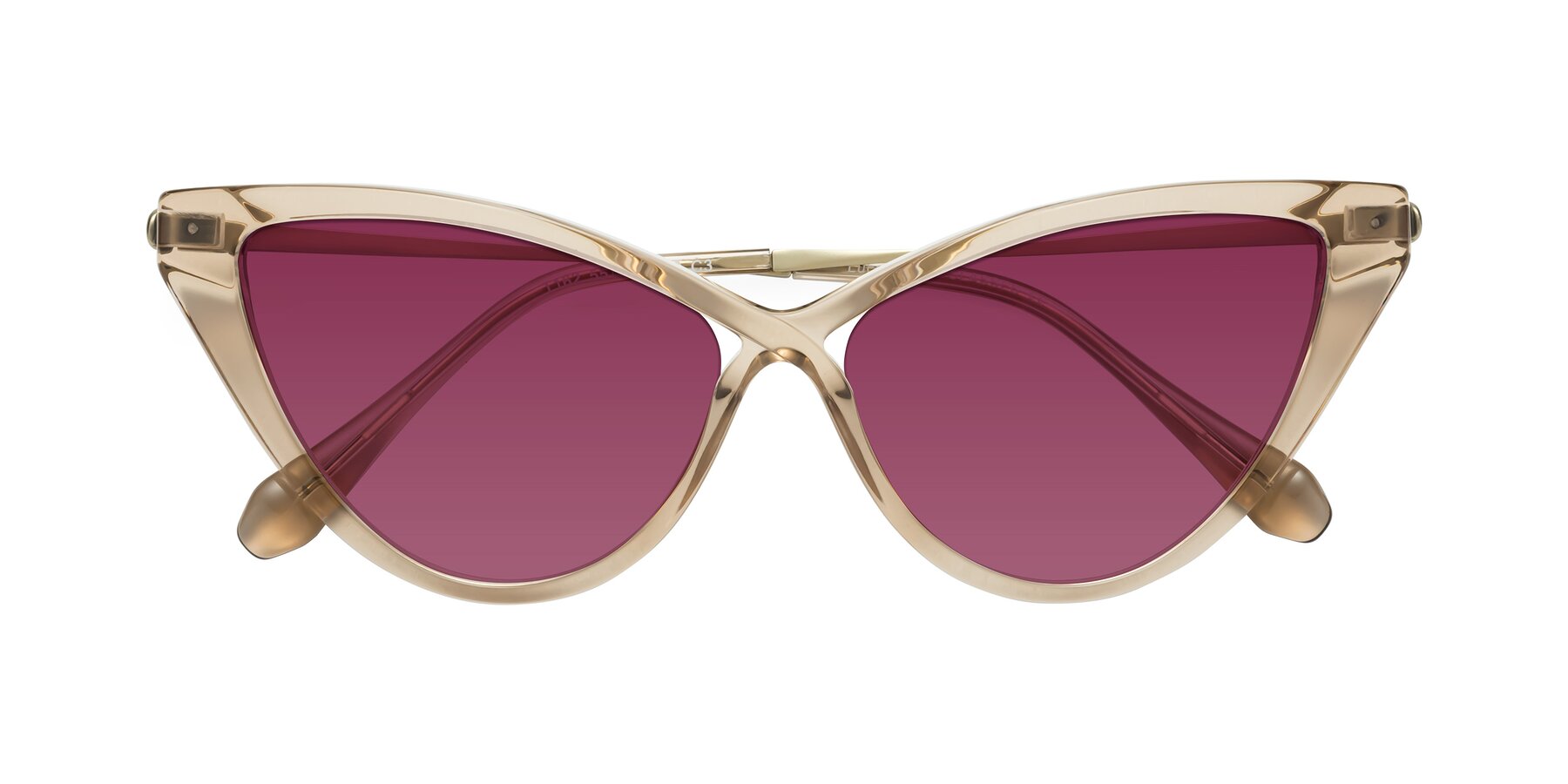 Folded Front of Lucasta in Champagne with Wine Tinted Lenses