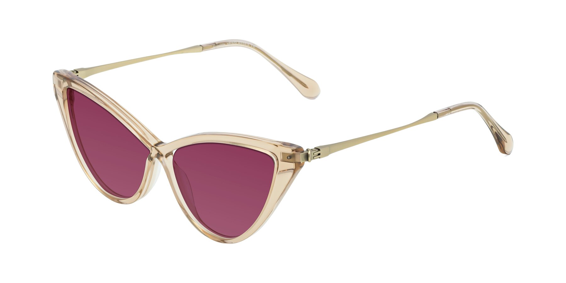 Angle of Lucasta in Champagne with Wine Tinted Lenses