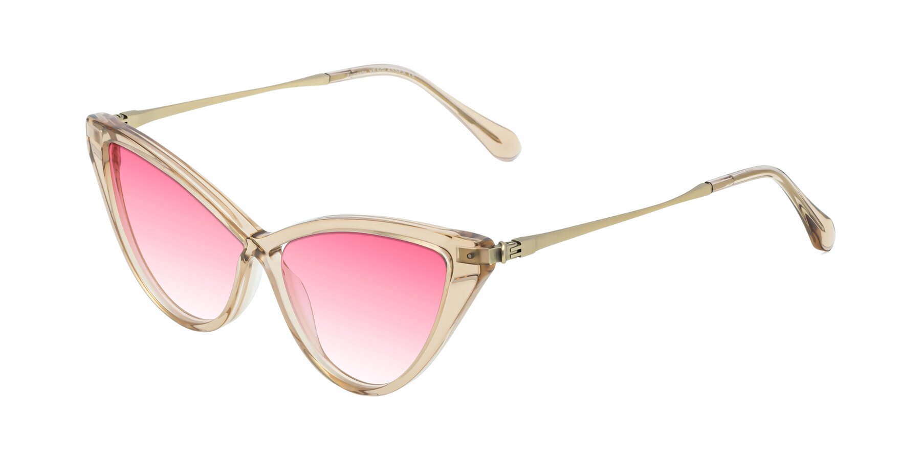 Angle of Lucasta in Champagne with Pink Gradient Lenses