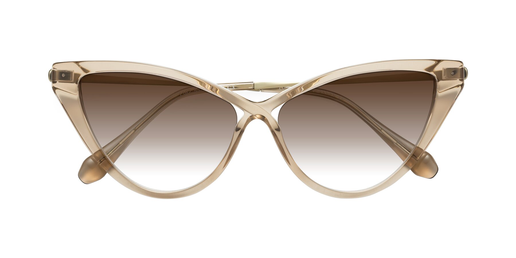 Folded Front of Lucasta in Champagne with Brown Gradient Lenses