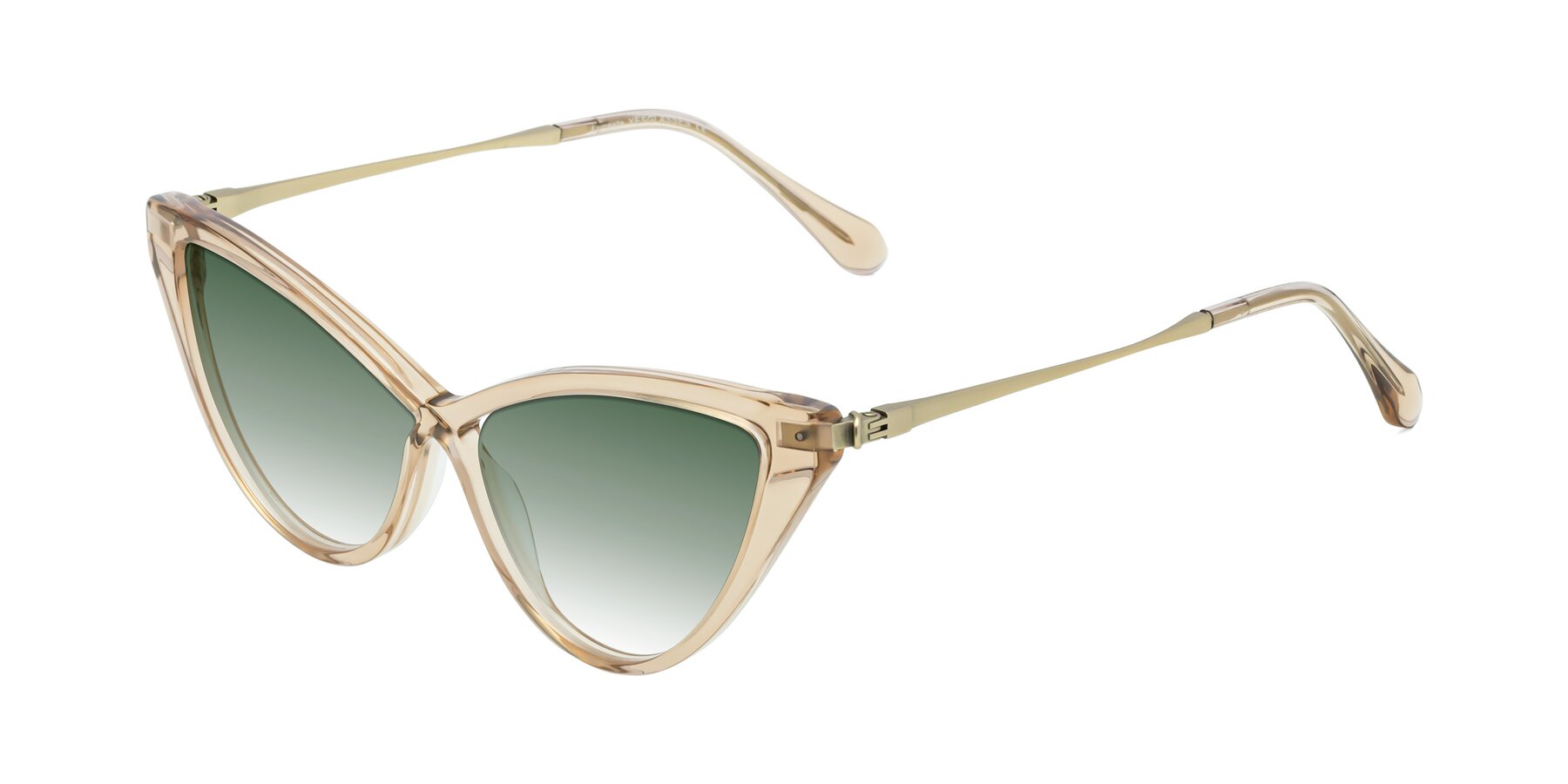 Angle of Lucasta in Champagne with Green Gradient Lenses