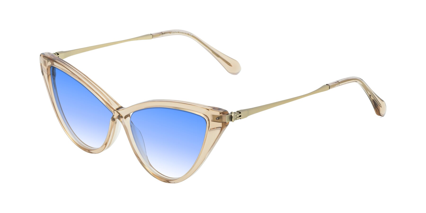 Angle of Lucasta in Champagne with Blue Gradient Lenses