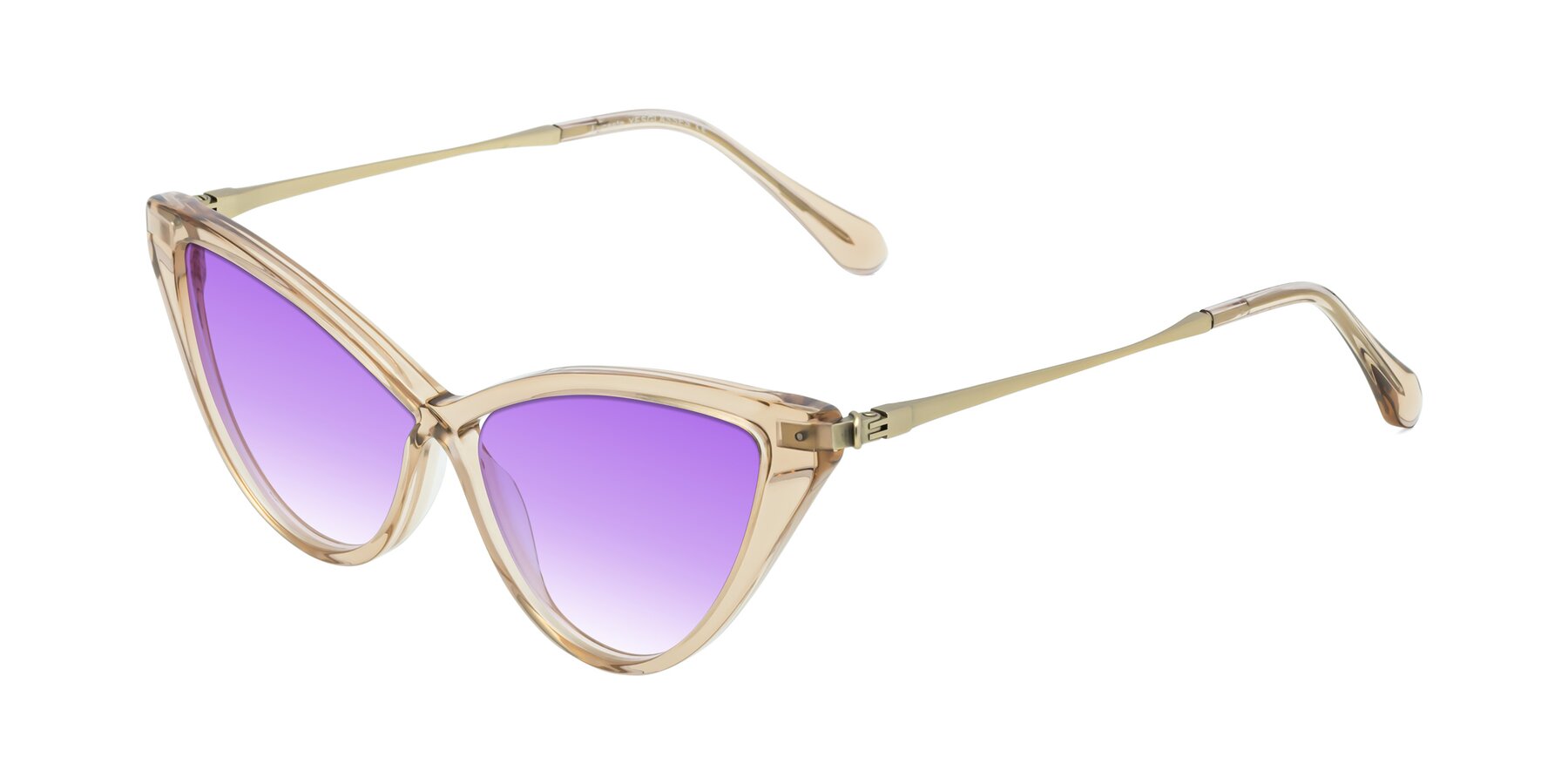 Angle of Lucasta in Champagne with Purple Gradient Lenses