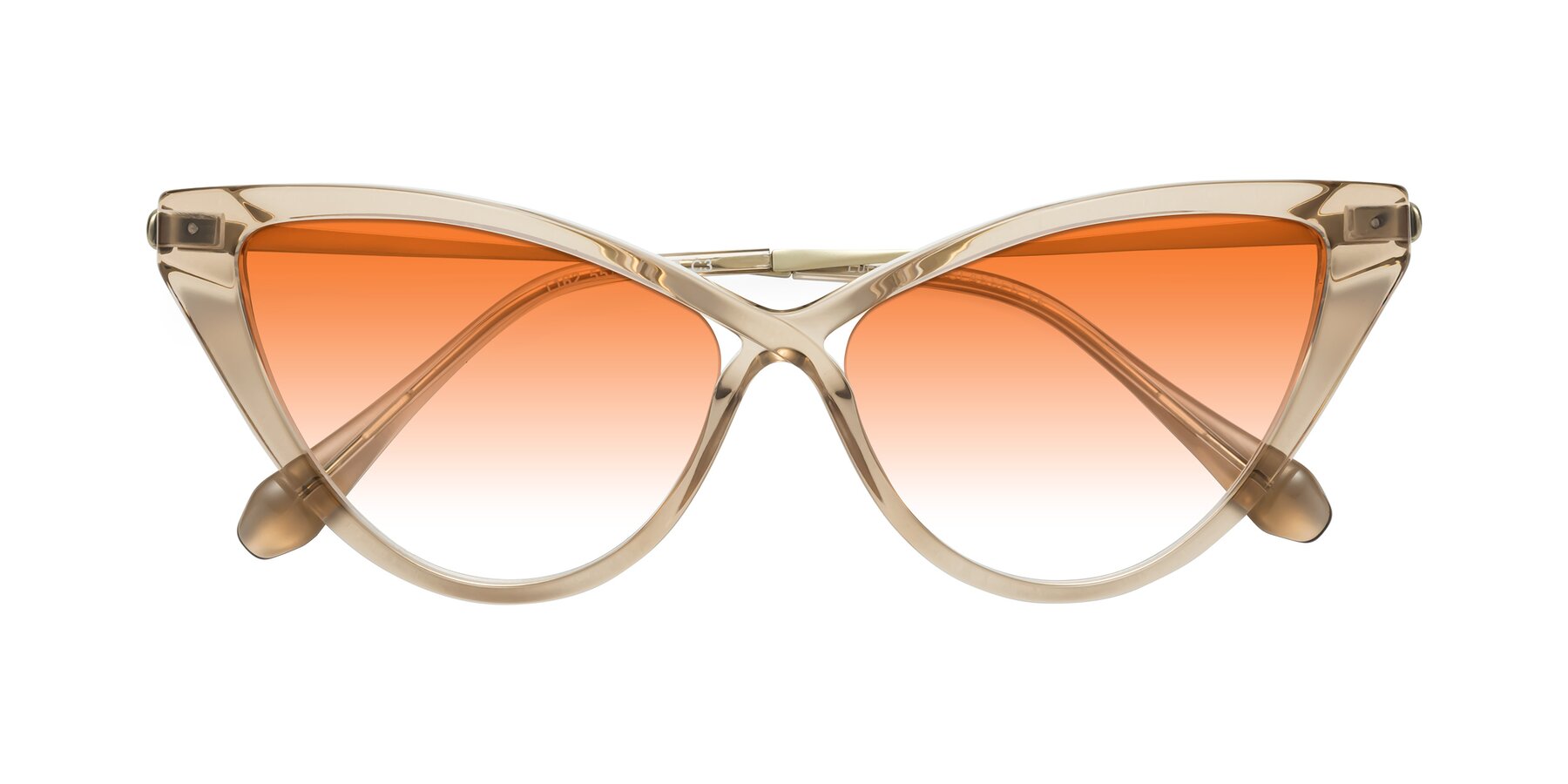 Folded Front of Lucasta in Champagne with Orange Gradient Lenses