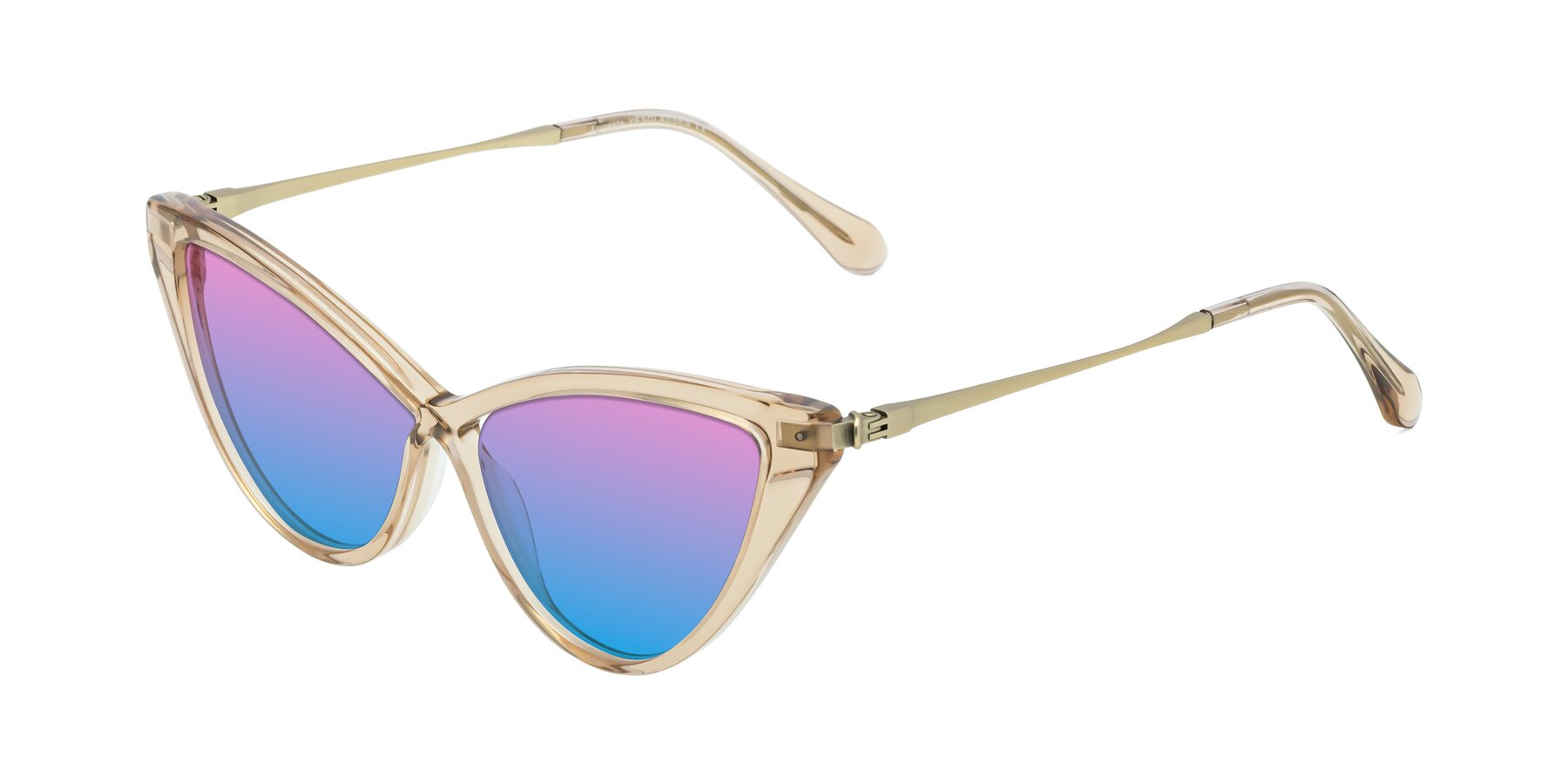 Angle of Lucasta in Champagne with Pink / Blue Gradient Lenses