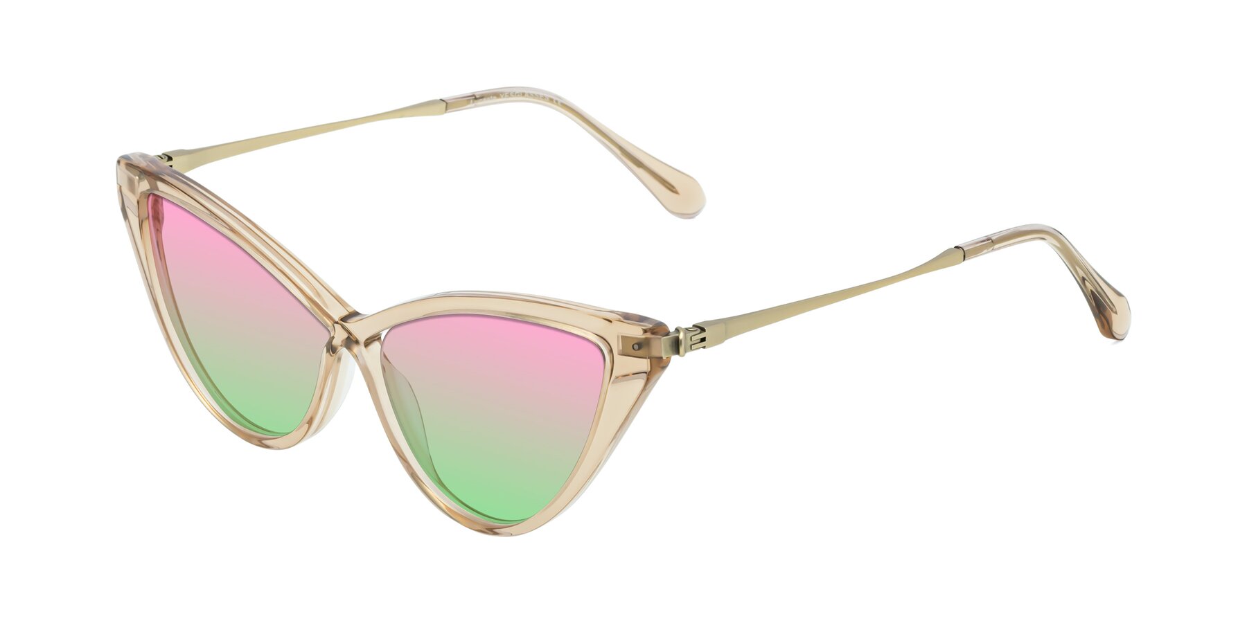 Angle of Lucasta in Champagne with Pink / Green Gradient Lenses