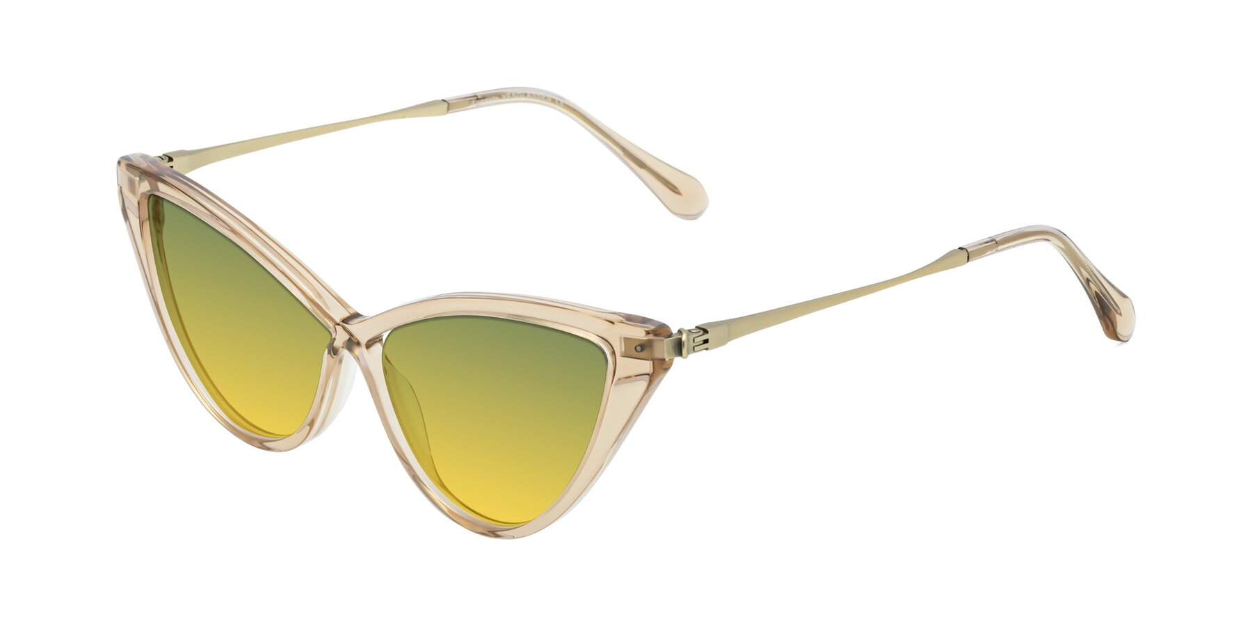 Angle of Lucasta in Champagne with Green / Yellow Gradient Lenses