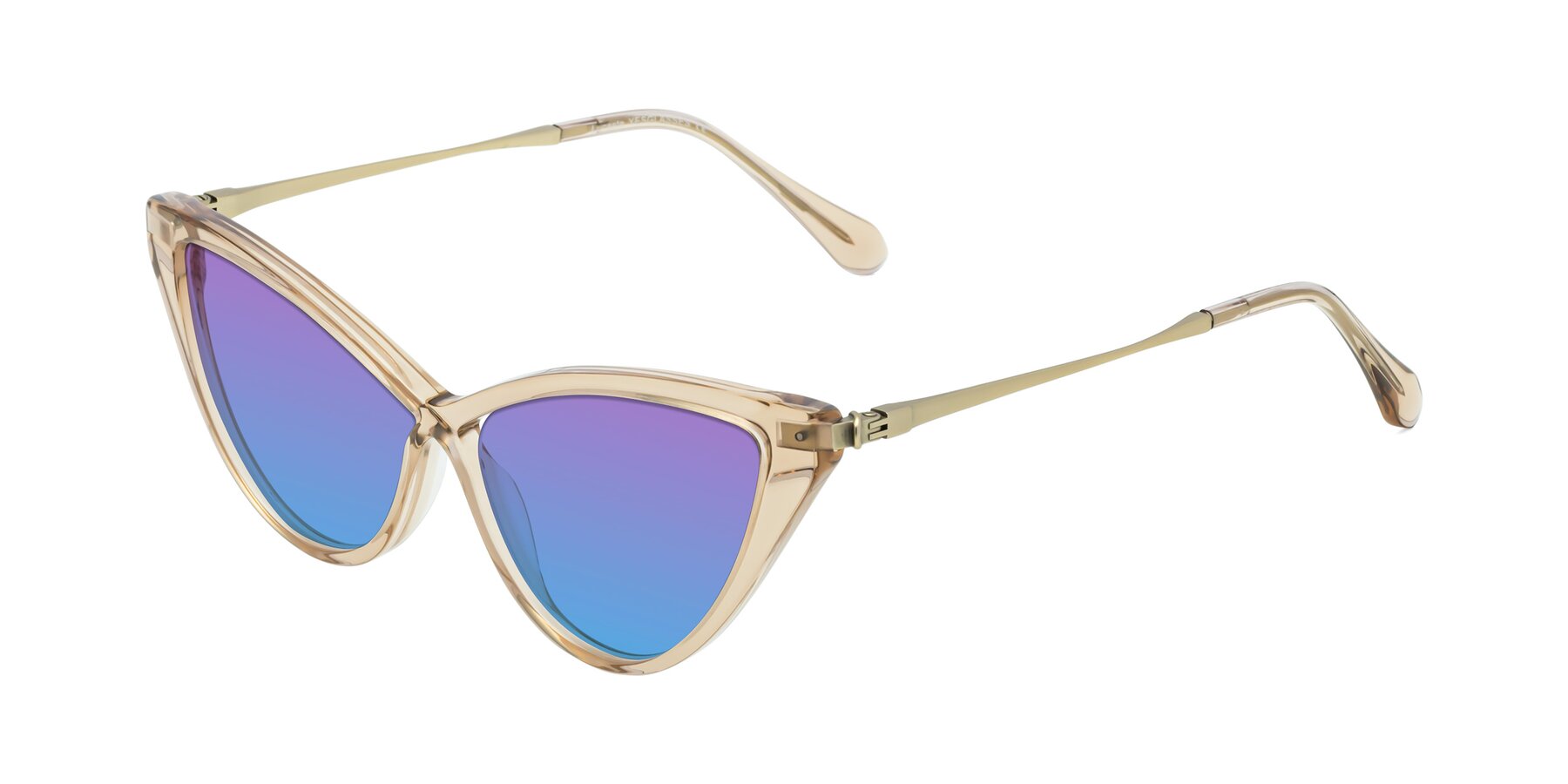 Angle of Lucasta in Champagne with Purple / Blue Gradient Lenses