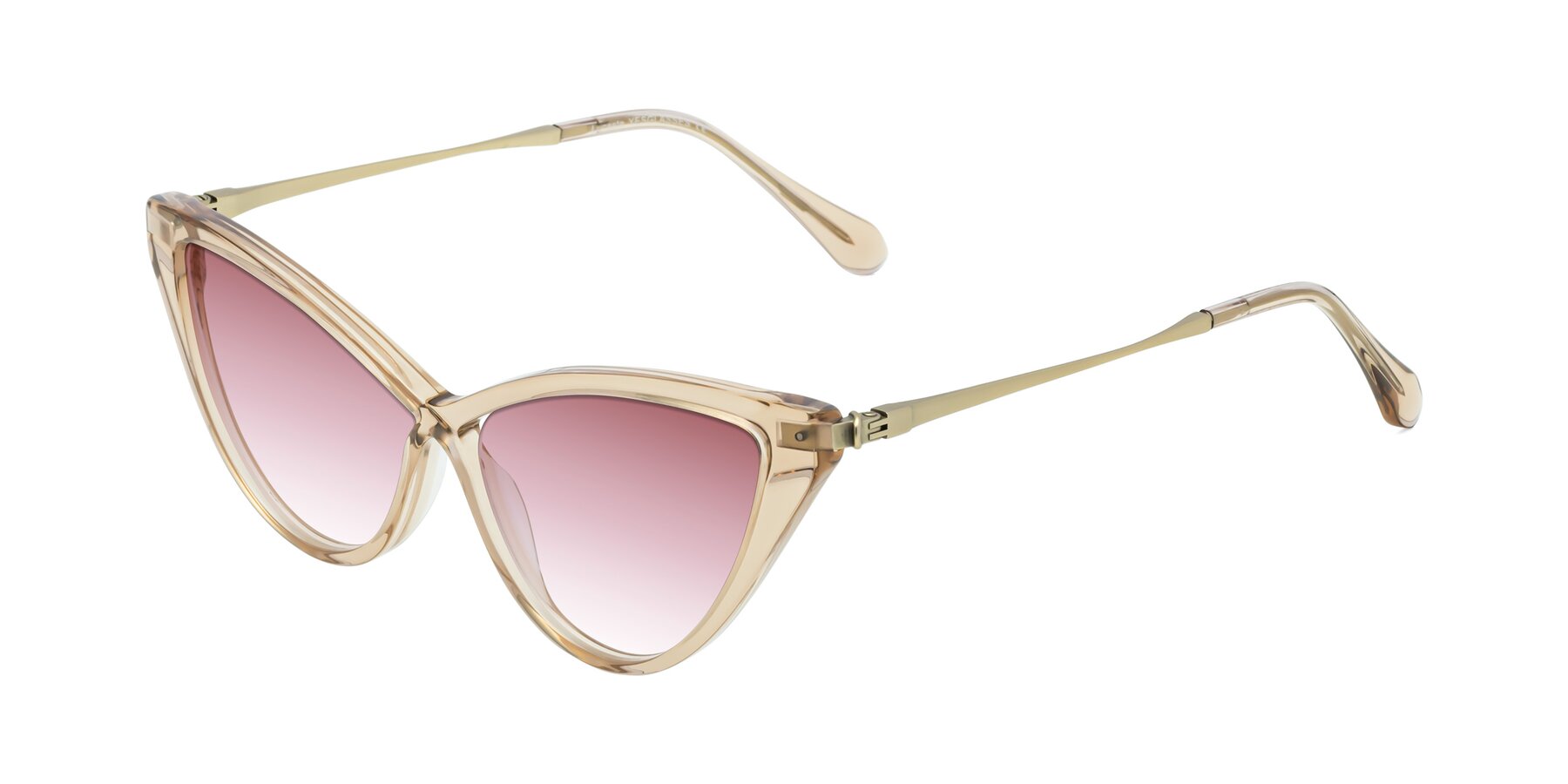 Angle of Lucasta in Champagne with Garnet Gradient Lenses