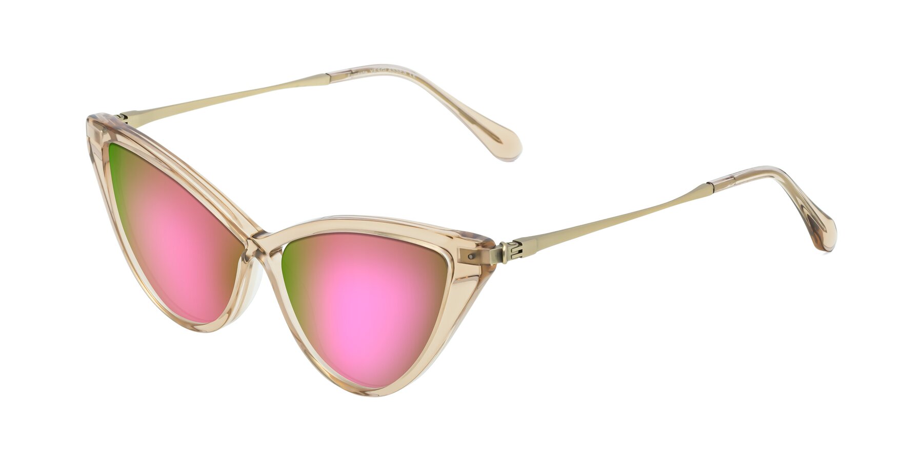Angle of Lucasta in Champagne with Pink Mirrored Lenses