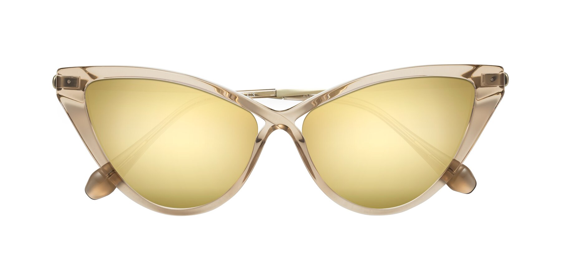 Folded Front of Lucasta in Champagne with Gold Mirrored Lenses