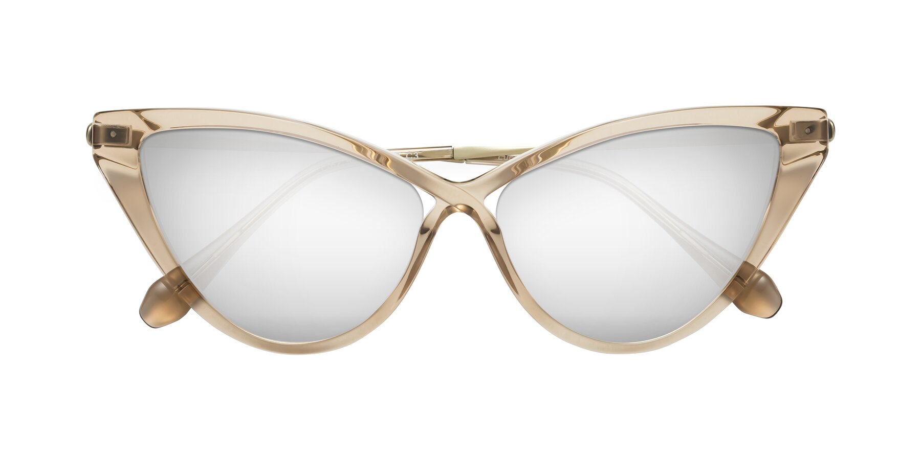 Folded Front of Lucasta in Champagne with Silver Mirrored Lenses