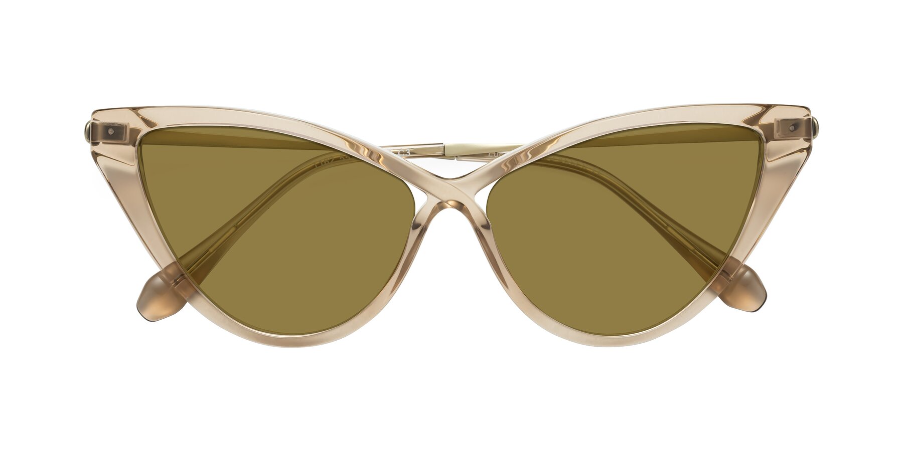 Folded Front of Lucasta in Champagne with Brown Polarized Lenses