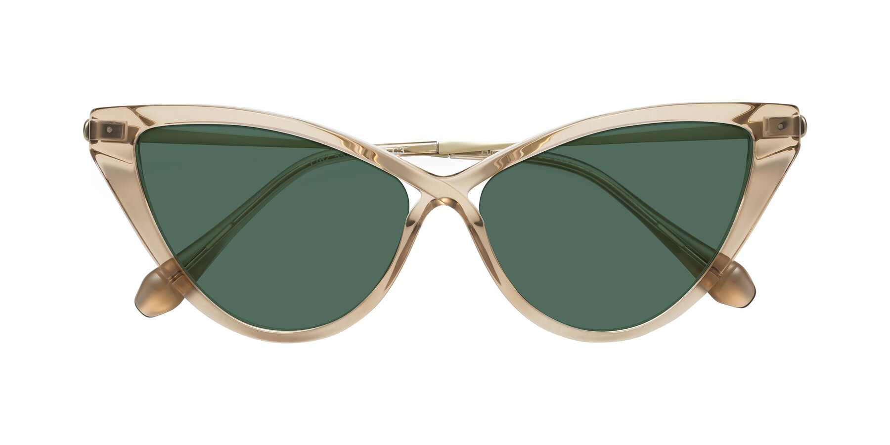 Folded Front of Lucasta in Champagne with Green Polarized Lenses
